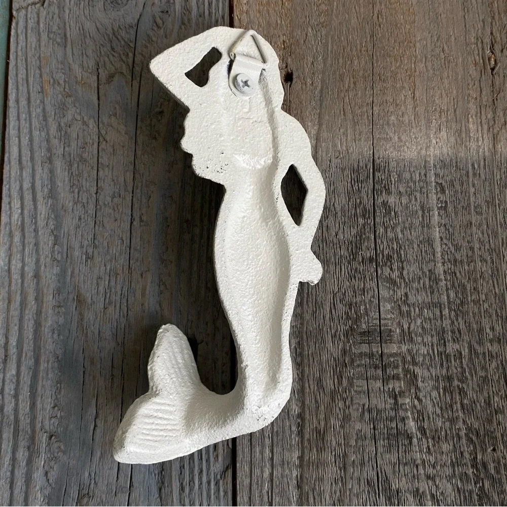 2 Distressed Mermaid Hooks Cast Iron